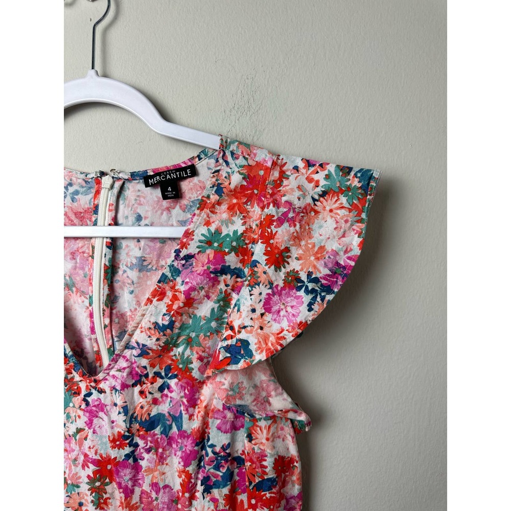 J Crew Mercantile Women's Floral Drop Waist Ruffle Shift Dress 4 - Picture 2 of 8